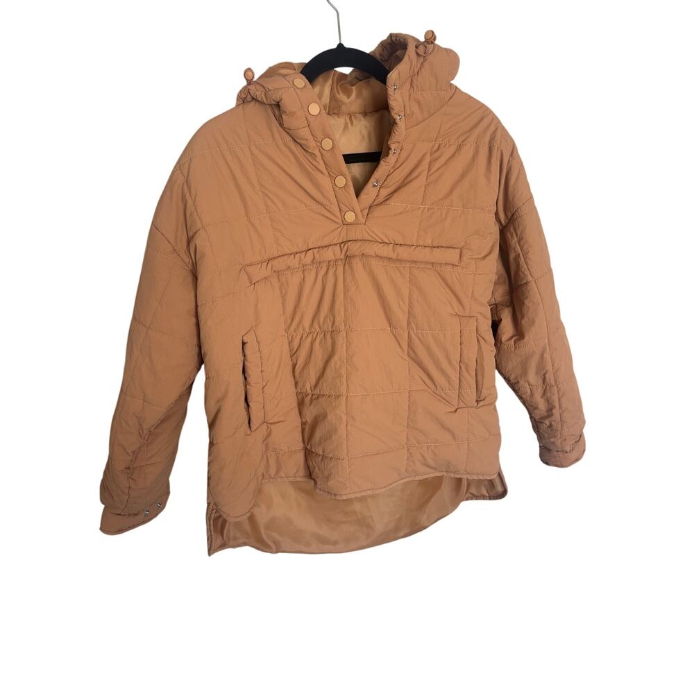 Auvora Quilted Pullover Jacket Medium Taupe Hooded Puffer Coat